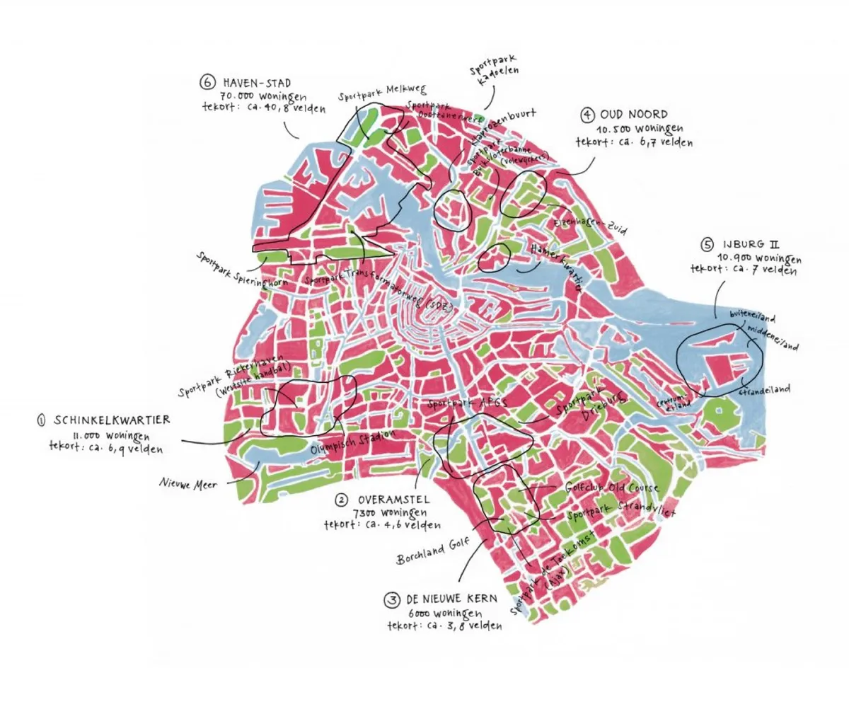 Plattegrond van Amsterdamse ontwikkellocaties